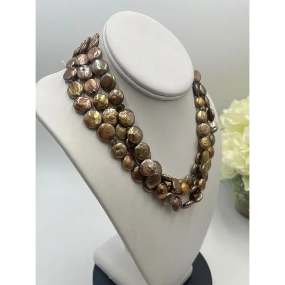 Silpada MultiStrand Sterling Silver Bronze Coin Pearl Necklace N1717 - Picture 2 of 11